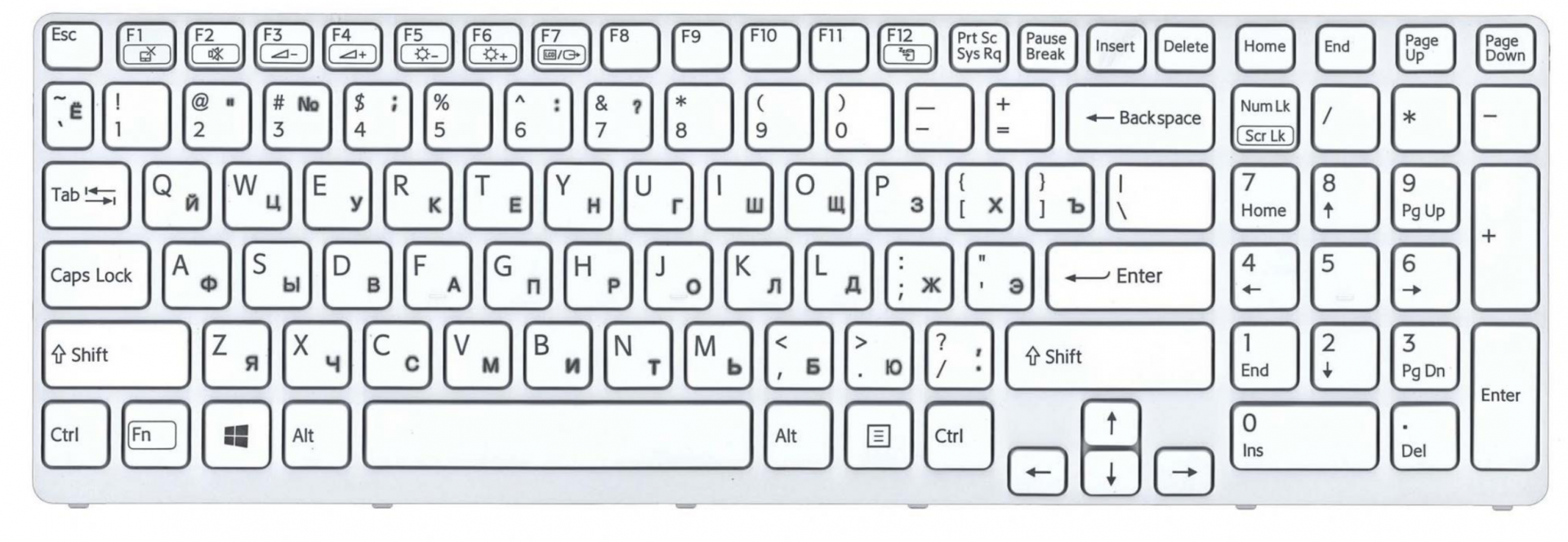 Клавиатура Sony VAIO SVE17125CXB белая рамка с подсветкой, OEM