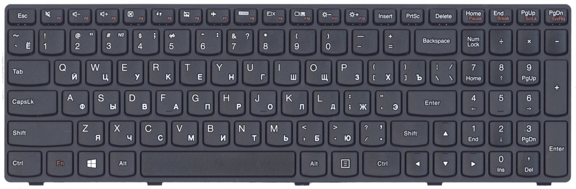 Клавиатура Lenovo IdeaPad G700 черная с рамкой OEM