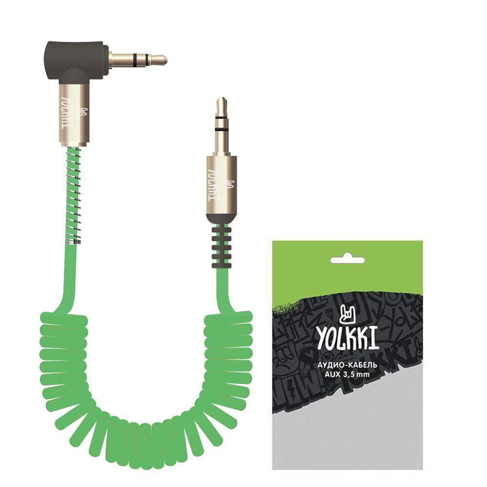 Кабель AUX YOLKKI Drum pack зеленый (1,8м)