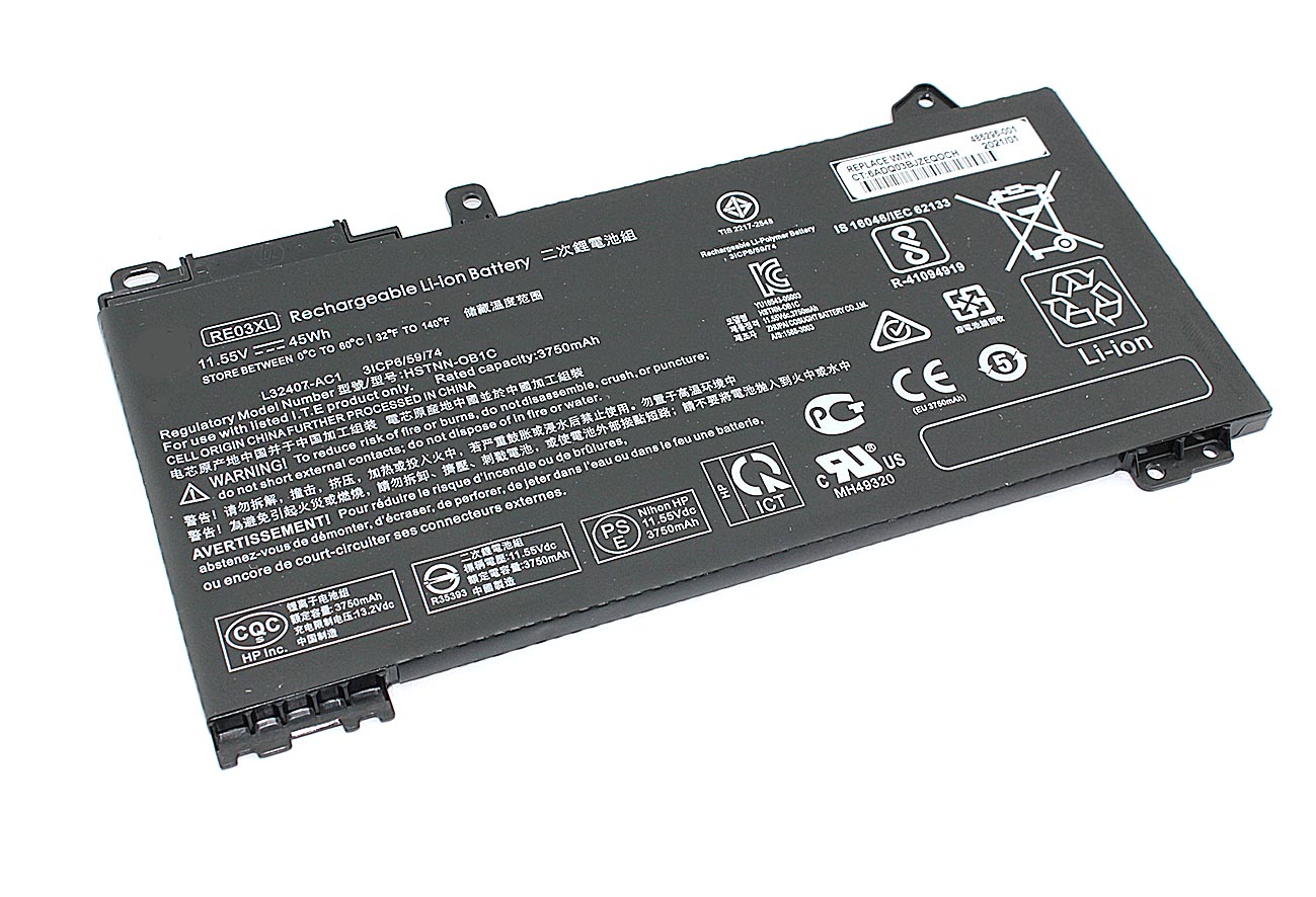 Аккумуляторная батарея для ноутбука HP ProBook 430 G6 (RE03-3S1P) 11,55V 45Wh черная
