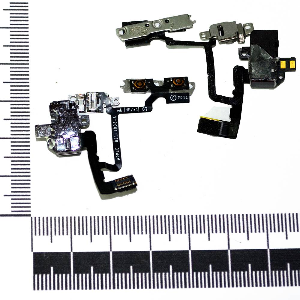 Шлейф iPhone 4 + разъем гарн. черный orig Used