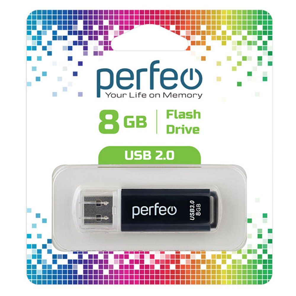 8GB USB 2.0 Flash Drive PERFEO C13 черный (PF-C13B008)