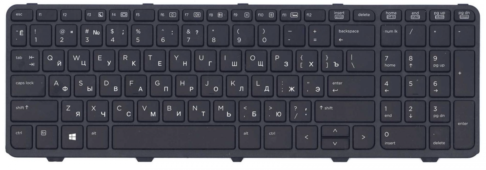 Клавиатура HP ProBook 450 G1 с рамкой, с подсветкой, OEM