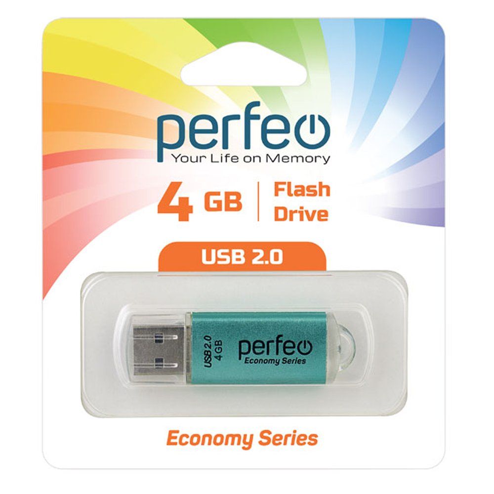 4GB USB 2.0 Flash Drive PERFEO E01 зеленый (PF-E01G004ES)