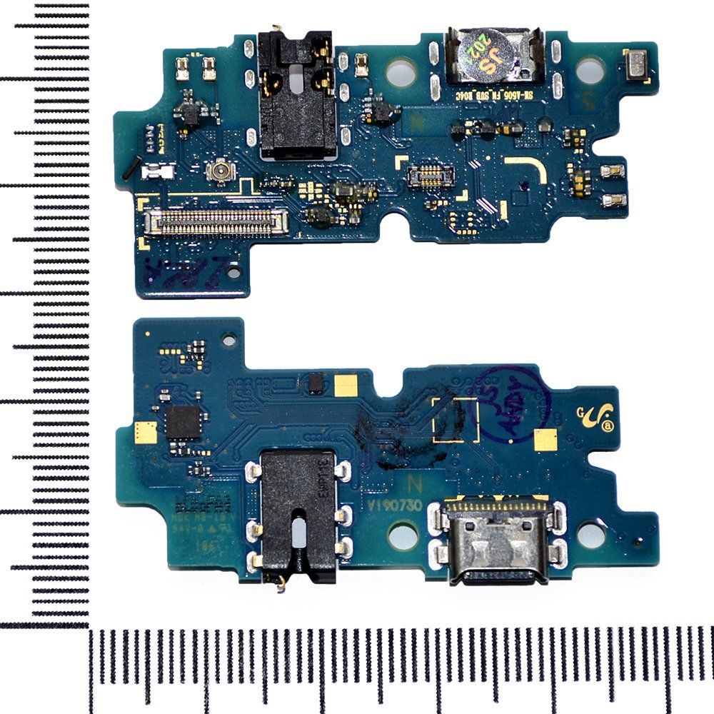 Шлейф (плата) Samsung SM-A505F/Galaxy A50 + системный разъем + разъем гарнитуры + микр orig Factory