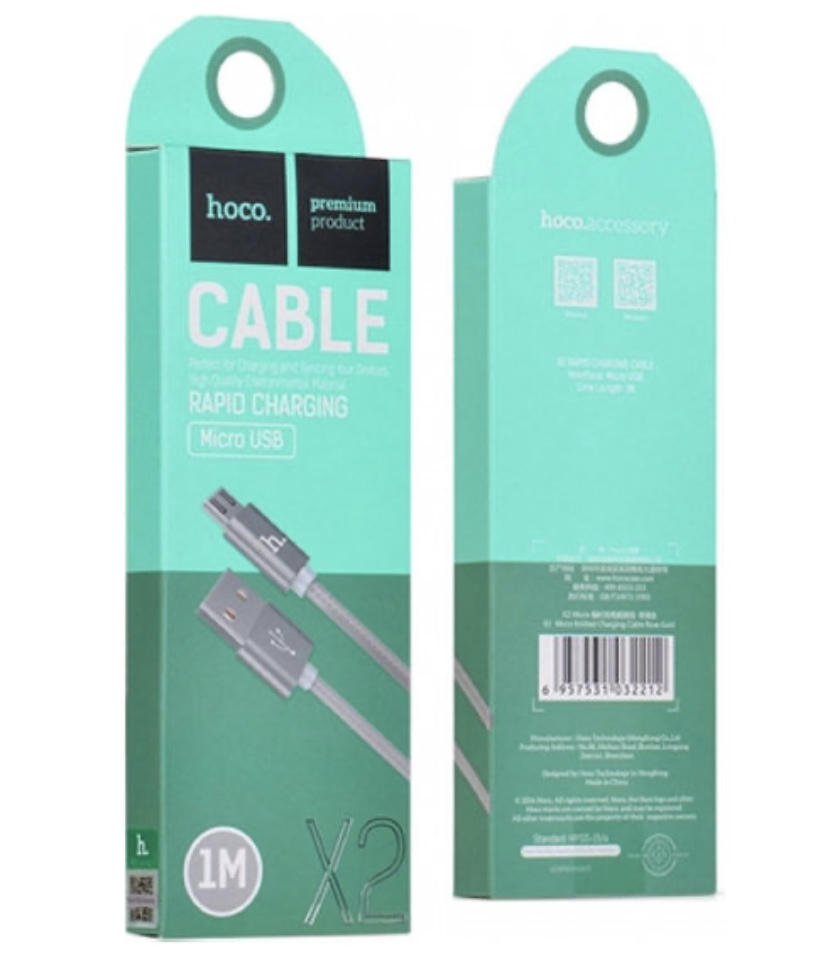 Кабель Hoco Rapid Charging USB-Micro USB 1m серый
