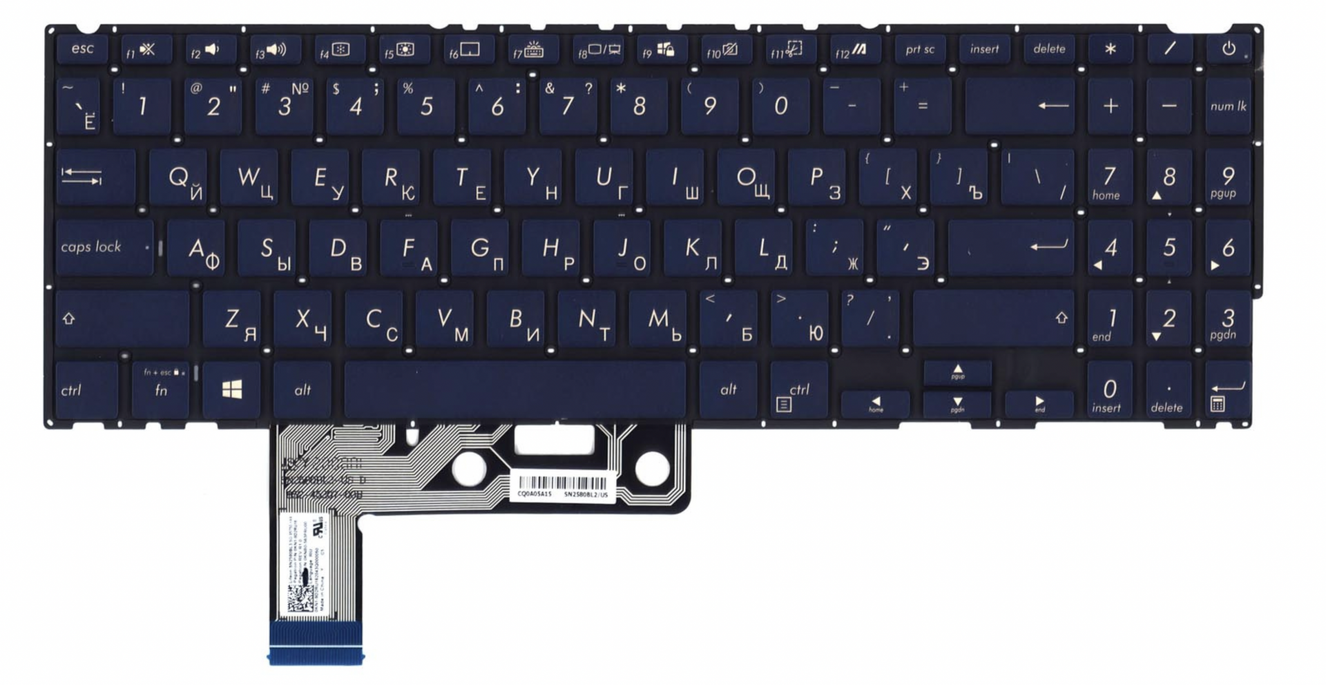 Клавиатура ASUS Zenbook UX533FD-A8117T с белой подсветкой, OEM