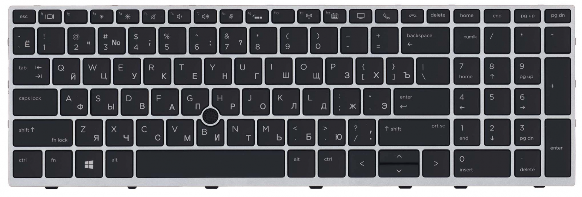 Клавиатура HP Elitebook 850 G5 3JX59EA с серой рамкой и подсветкой, OEM