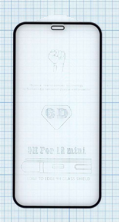Защитное стекло 5D для Apple iPhone 12 mini черное