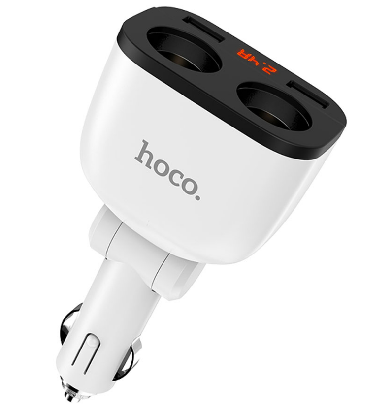 Автомобильная зарядка HOCO Z28 Power Ocean, 2xUSB + 2 прикуриватель, 3.1A, 160W, белый