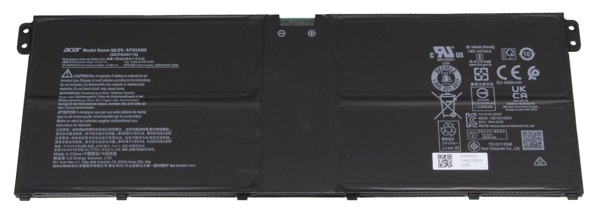 Аккумуляторная батарея для ноутбука Acer Swift Go SFG14-72 (AP22A8N) 15.52V 65.01Wh