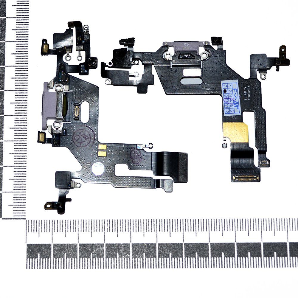 Шлейф iPhone 11 + разъем зарядки + микрофон фиолетовый orig Factory