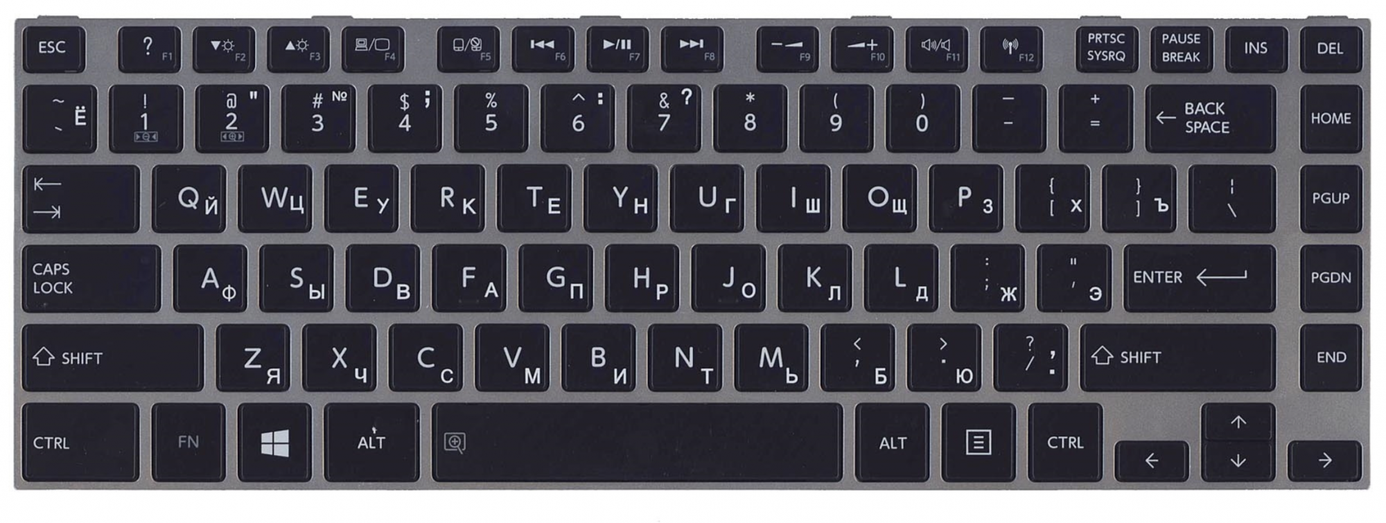 Клавиатура Toshiba Satellite L830 с серой рамкой, OEM