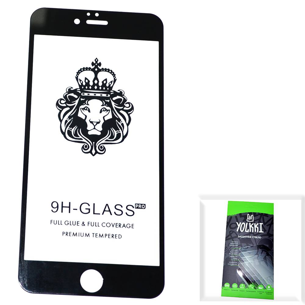 Защитное стекло iPhone 6 Plus/6S Plus YOLKKI Standart 2,5D Full Glue с рамкой черное /в упак/