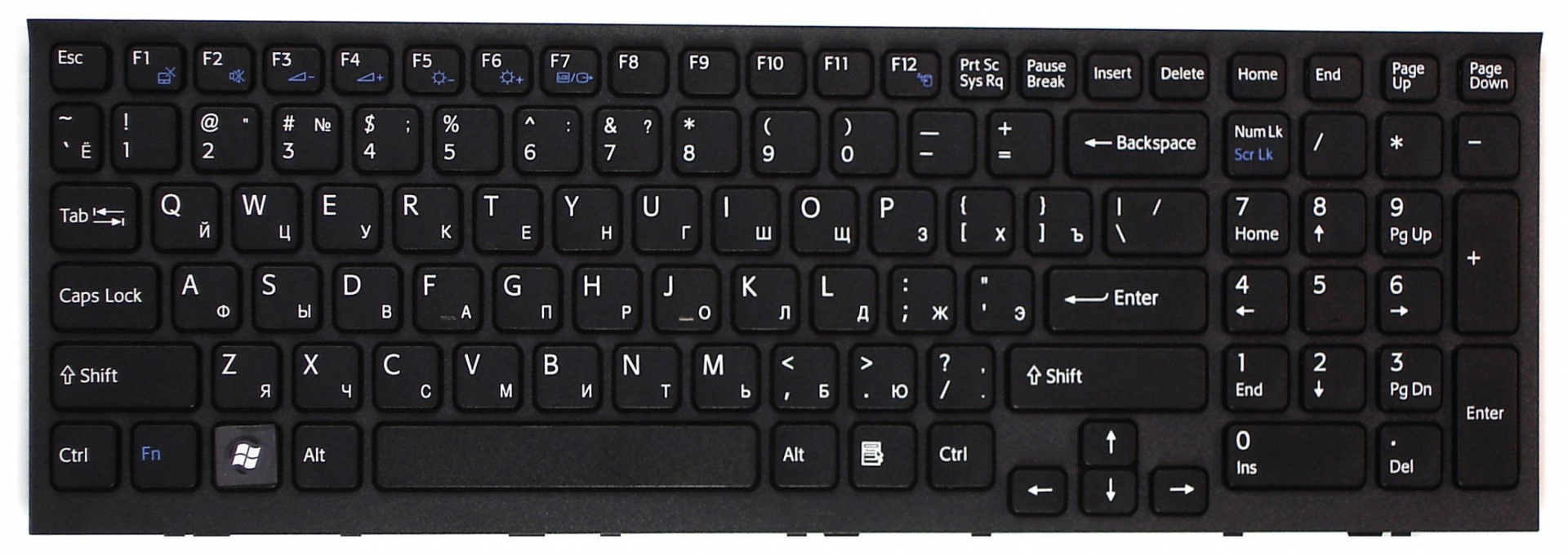 Клавиатура Sony VAIO VPCEL1E1R с черной рамкой, OEM