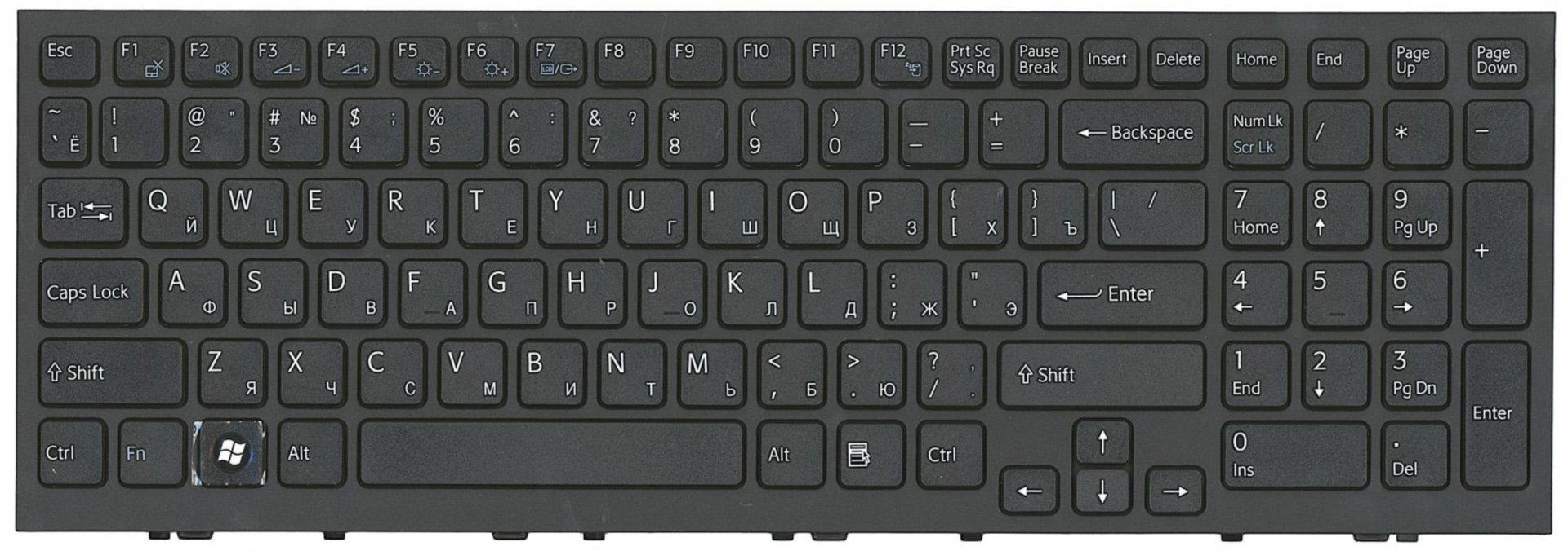 Клавиатура Sony VAIO VPCEH2E0E/B с рамкой, OEM