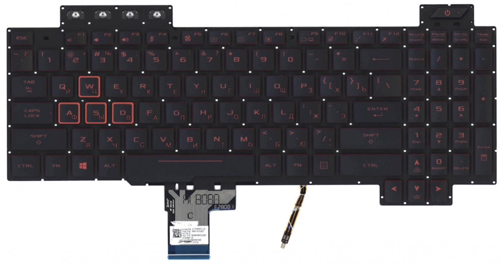 Клавиатура ASUS TUF Gaming FX505D с красной подсветкой, OEM