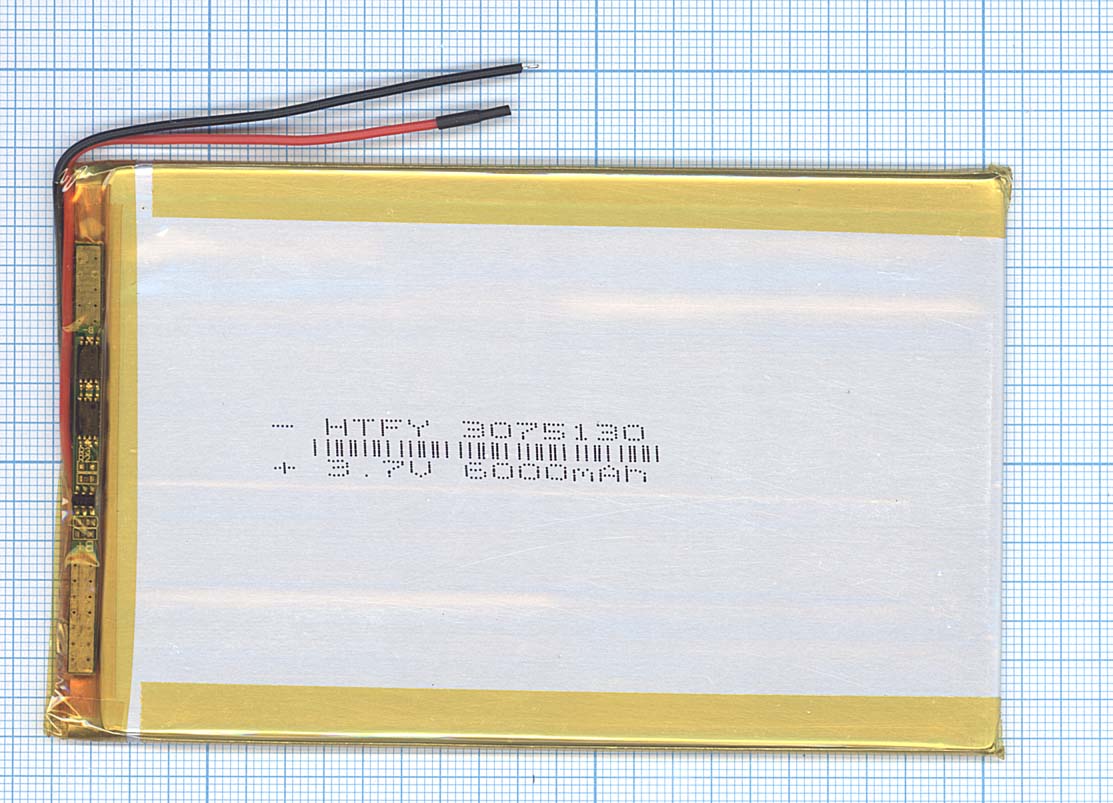 Аккумулятор Li-Pol (батарея) 3*75*130мм 2pin 3.7V/6000mAh