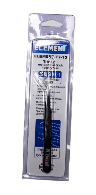 Пинцет ELEMENT T7-15  изогнутый, заостренный