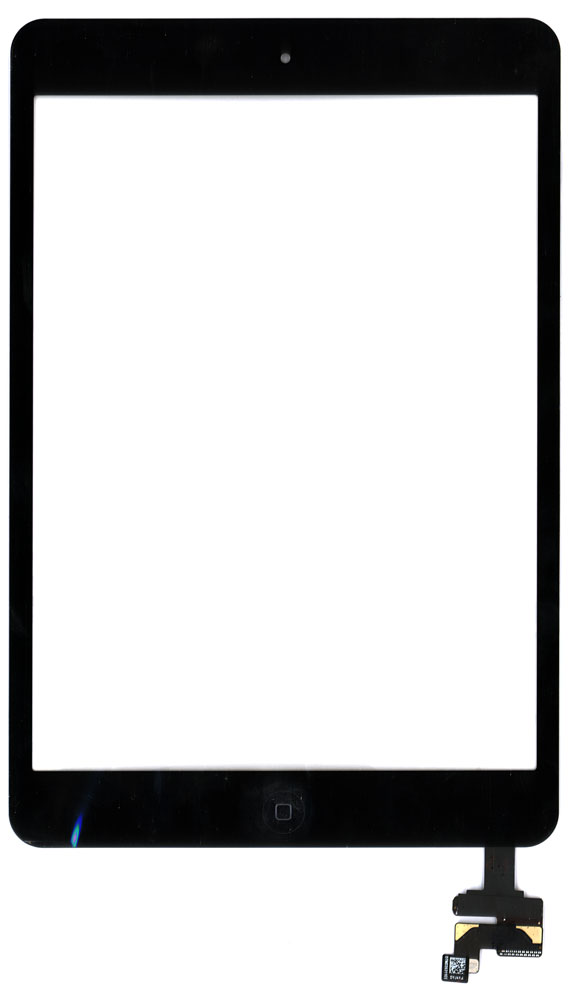 Сенсорное стекло (тачскрин) Ipad mini + stiker + IC с кнопкой Home (A1432 A1454 A1455) черное OEM