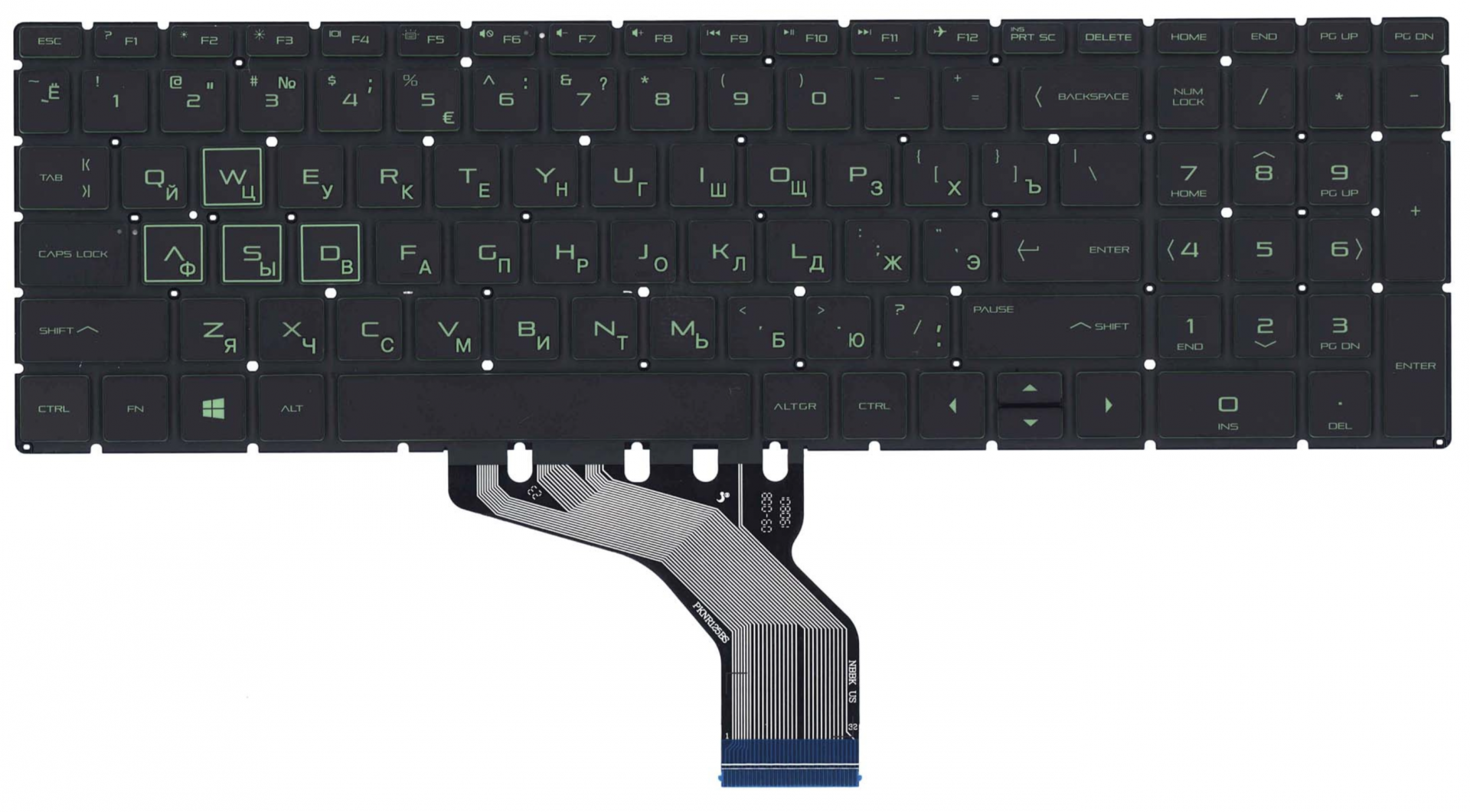 Клавиатура HP Pavilion Gaming 15-cx0002ng  с зеленой подсветкой, OEM