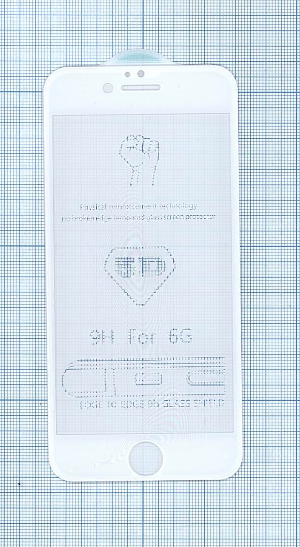 Защитное стекло 5D для Apple iPhone 6/6S белое