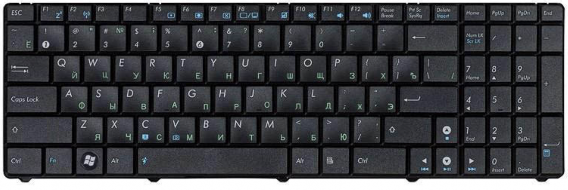 Клавиатура ASUS K60IJ чёрная, матовая, OEM