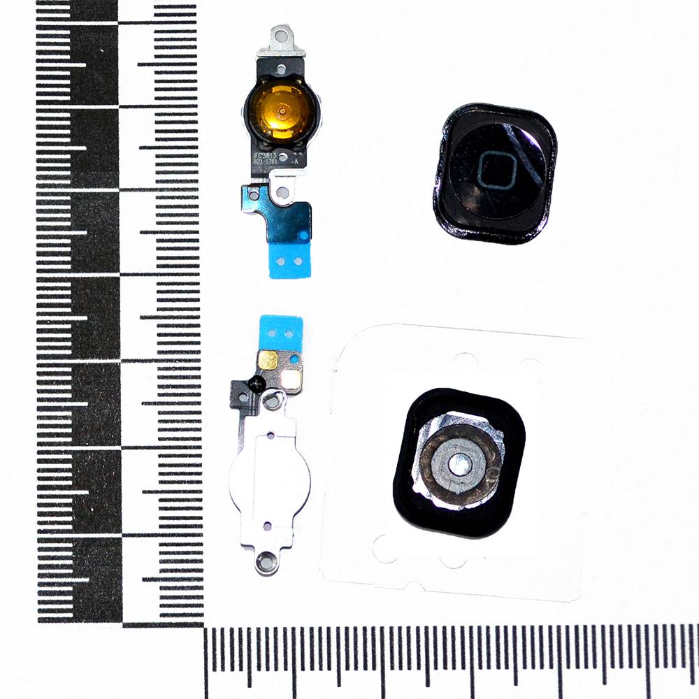 Механизм кнопки HOME iPhone 5C с толкателем и шлейфом + прокладка + металлический держатель черный