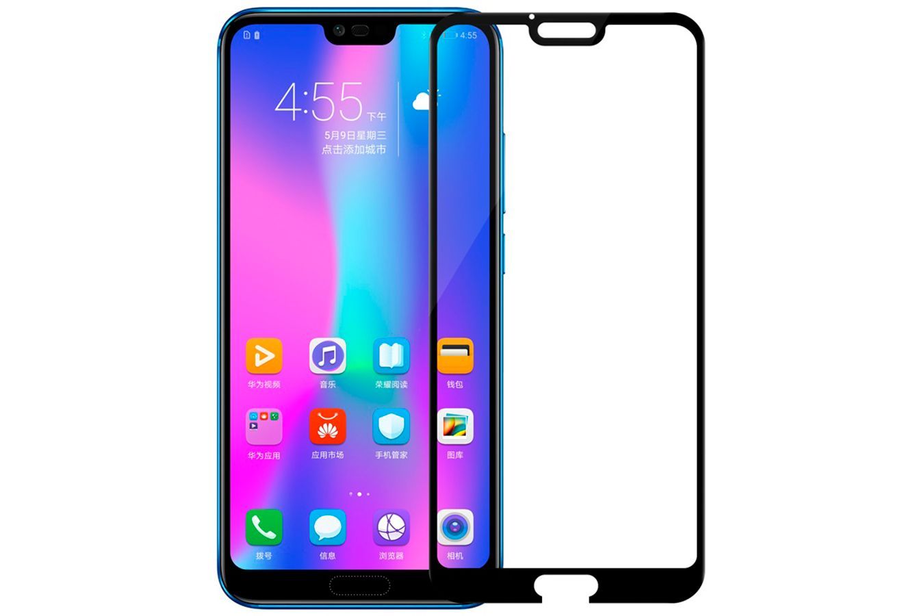 Защитное стекло 5D во весь экран Huawei Honor 10