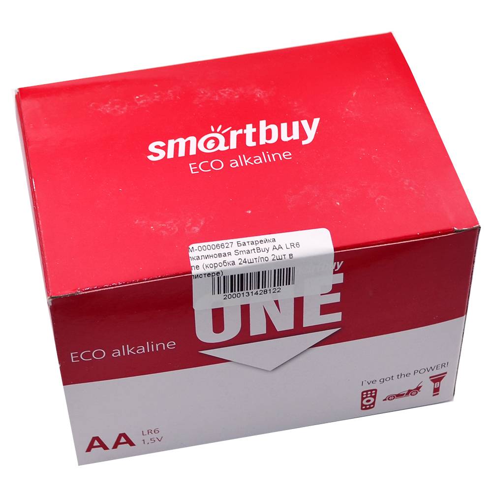 Батарейка алкалиновая SmartBuy AA LR6 One (коробка 24шт/по 2шт в блистере)