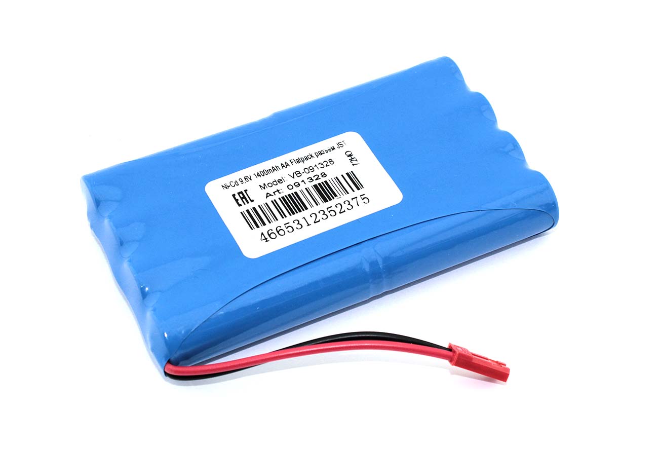 Аккумулятор Ni-Cd 9,6V 1400mAh AA Flatpack разъем JST