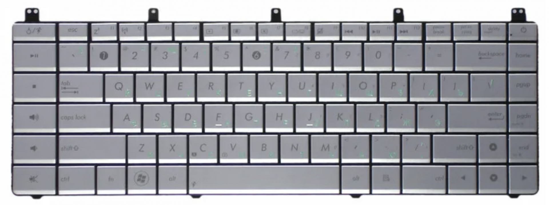Клавиатура ASUS N45V серебристая, OEM