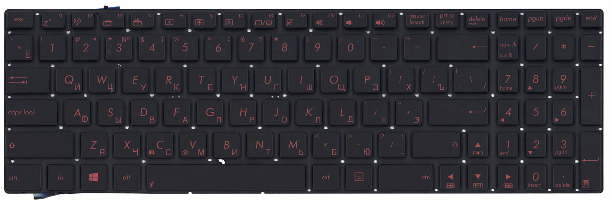 Клавиатура ASUS N56JK с красной подсветкой, OEM