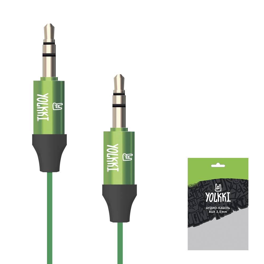 Кабель AUX YOLKKI Piano pack зеленый (1м)