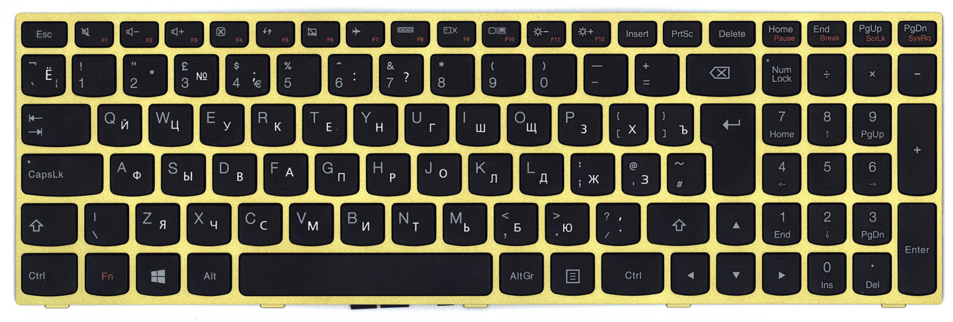 Клавиатура Lenovo IdeaPad Flex B70-80 с салатовой рамкой, OEM