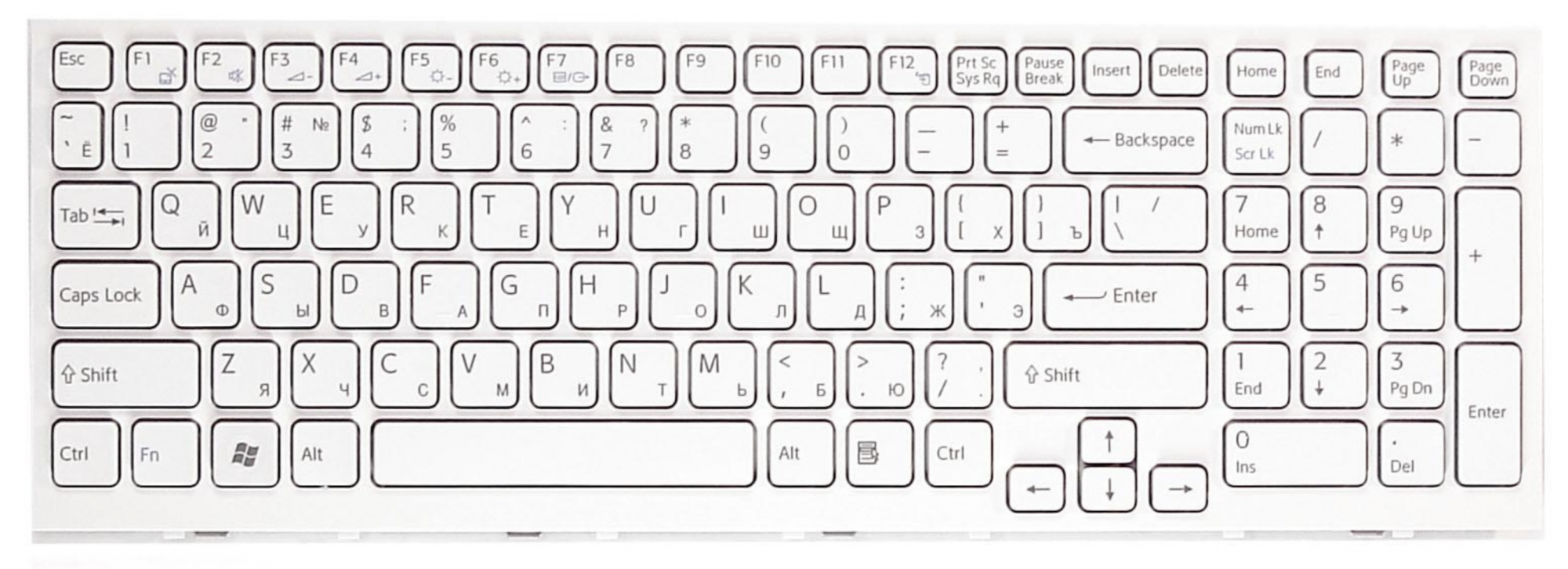 Клавиатура Sony VAIO VPCEL1E1R белая, с рамкой, OEM