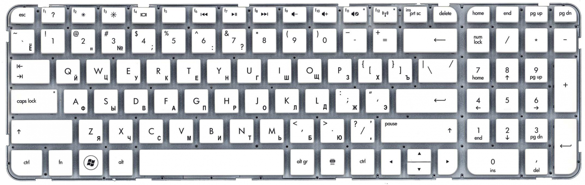 Клавиатура HP Pavilion g6-2160er белая, без рамки, OEM