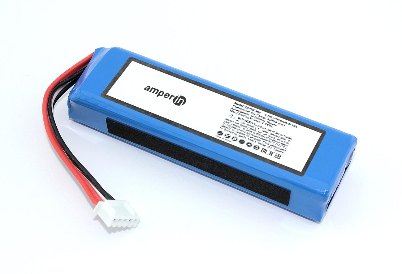 Аккумуляторная батарея Amperin для JBL Charge 3 (2016 year) GSP1029102A 6000mAh 3,7V (прямая полярно