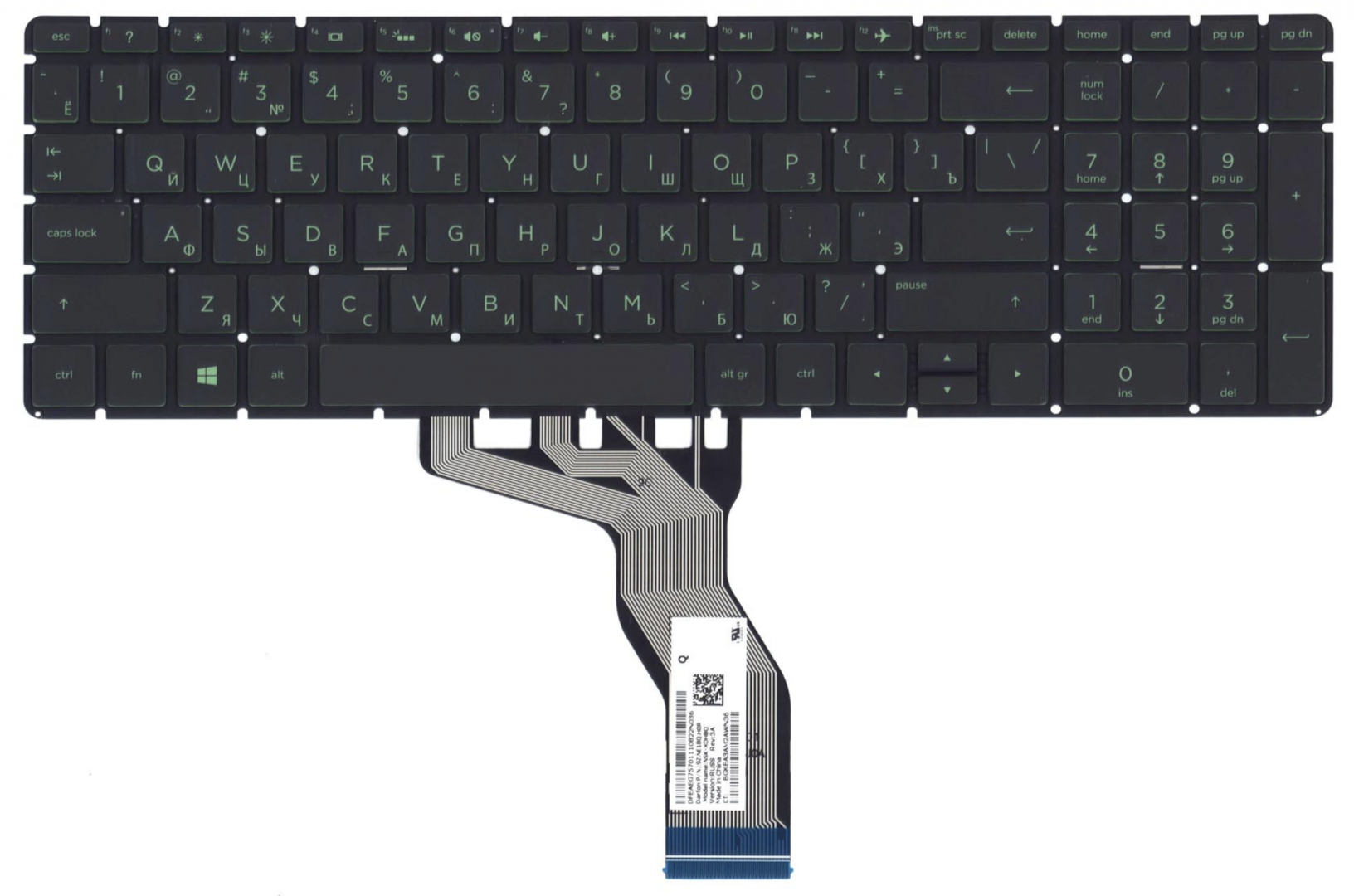 Клавиатура HP 250 G6 1WY58EA с зеленой подсветкой, OEM