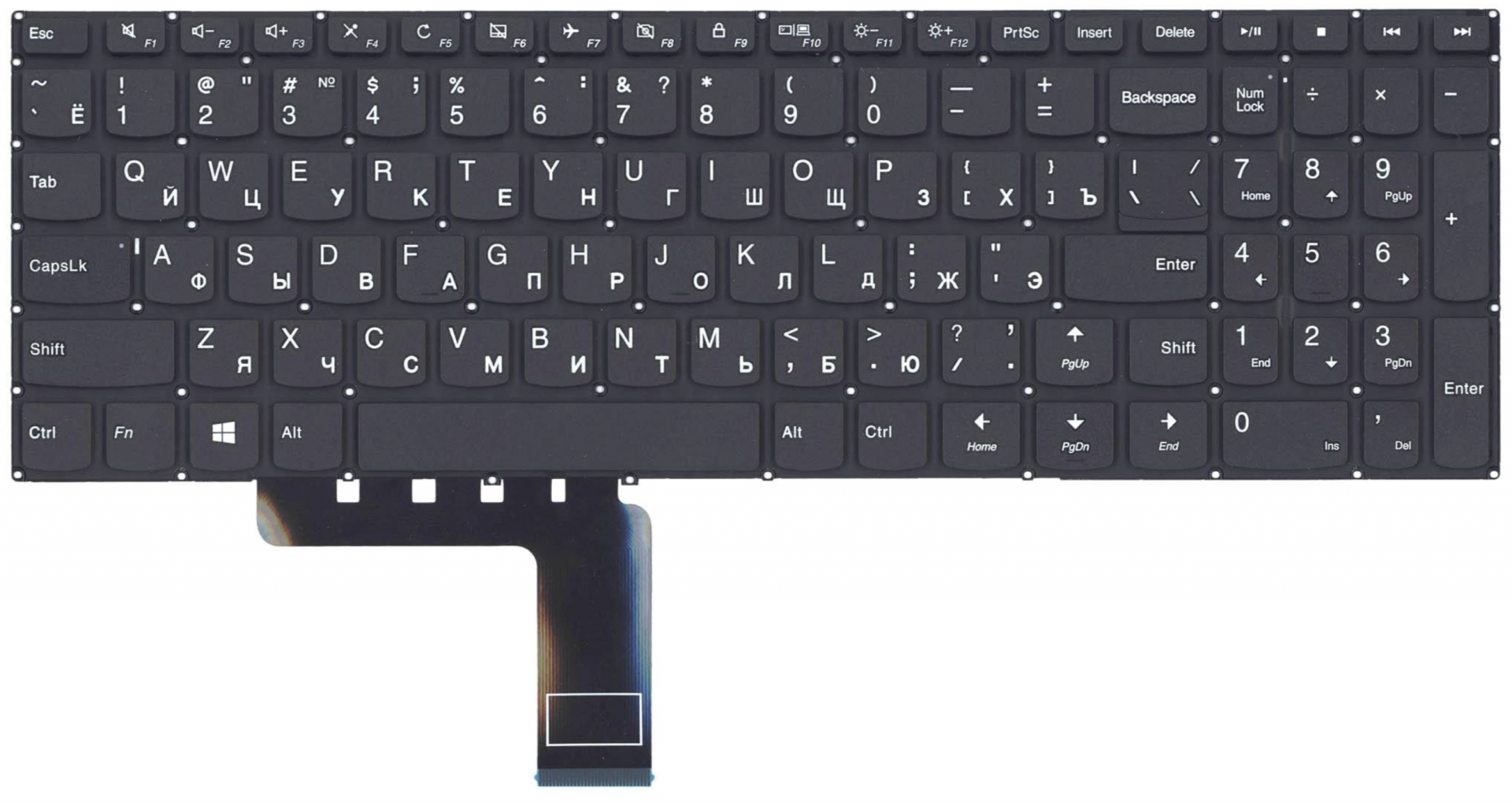 Клавиатура Lenovo IdeaPad V110-15ISK чёрная, без подсветки, OEM