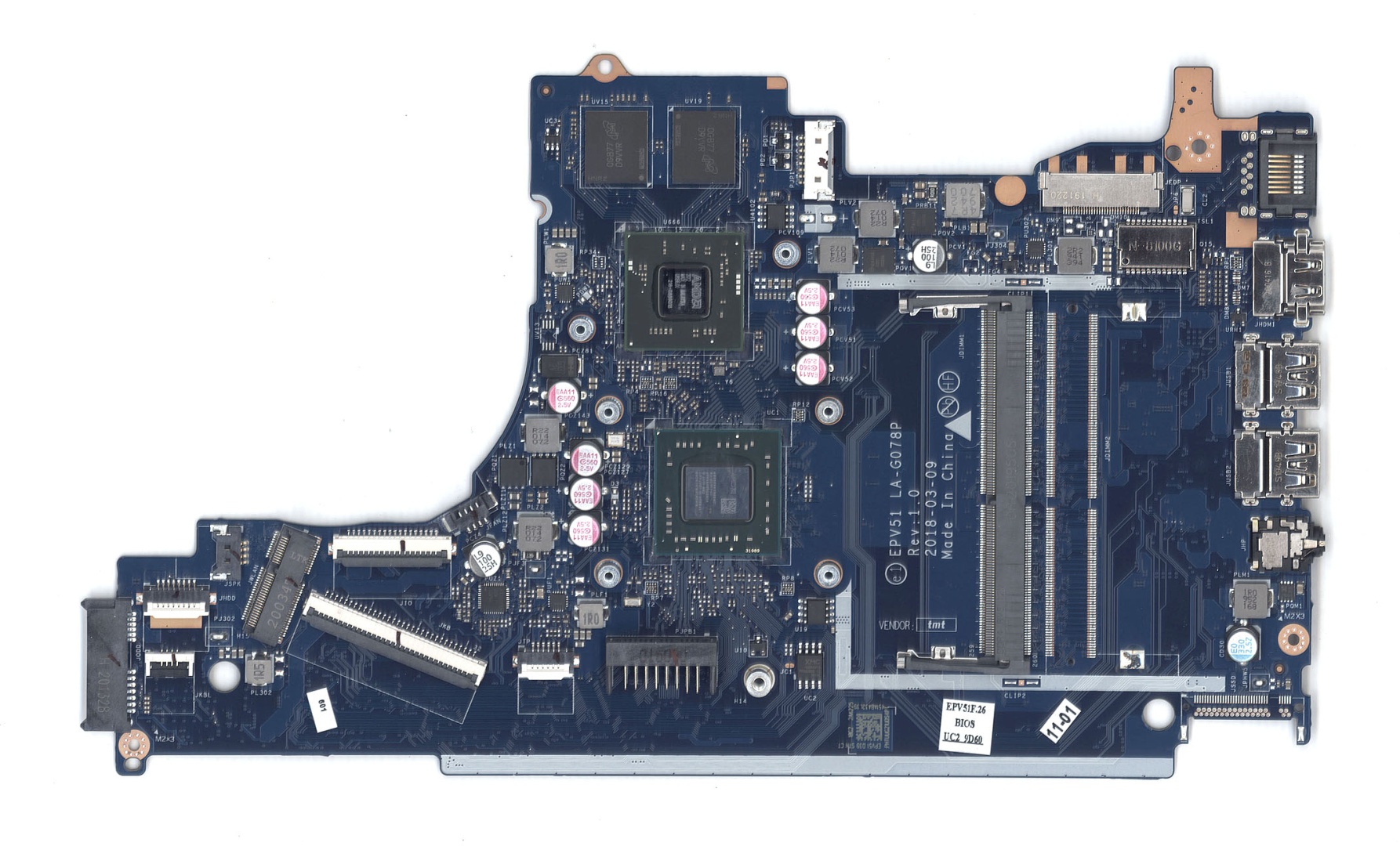 Материнская плата LA-G078P HP 255 G7 15T-DB 15-DB 15-DA 530 2GB A6-9225