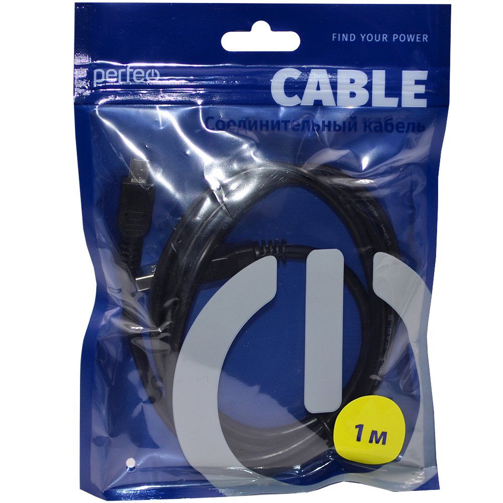 Кабель USB - mini USB PERFEO (U4301) черный (1м)