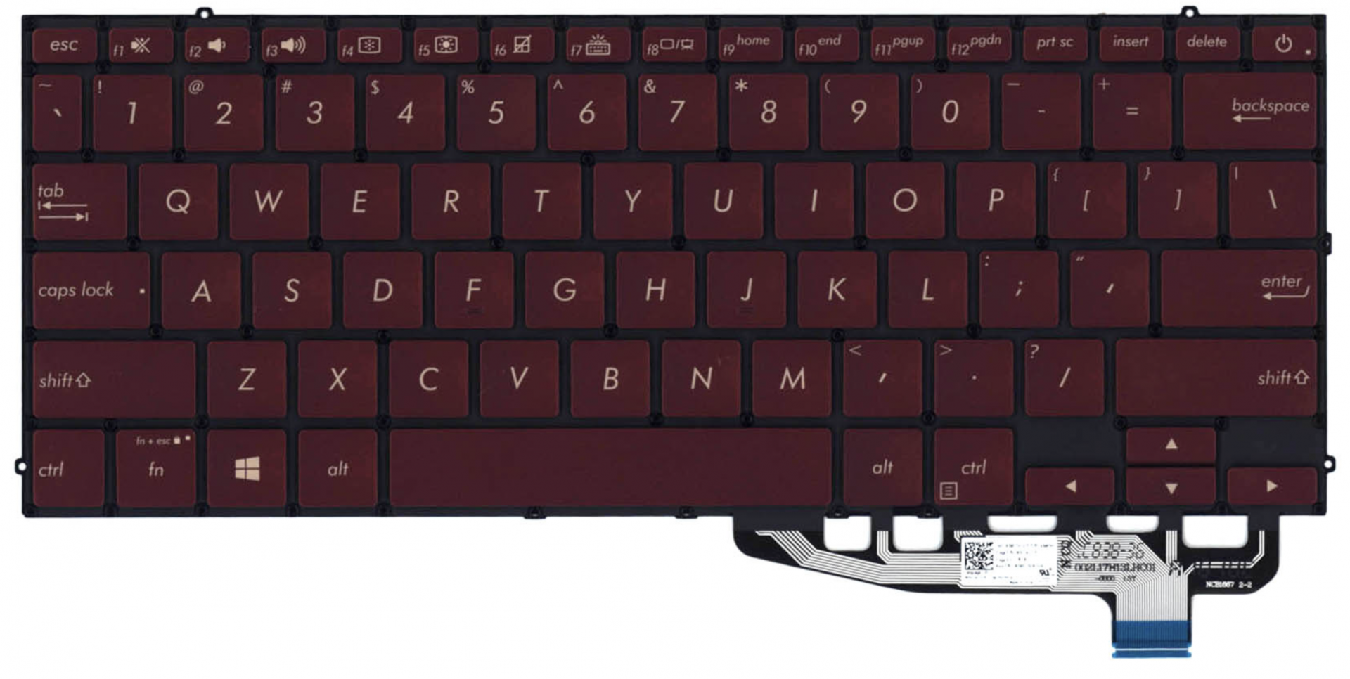 Клавиатура ASUS Zenbook S UX391UA красная, с подсветкой, OEM