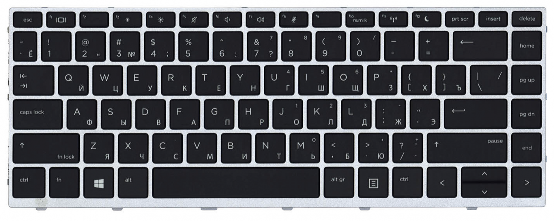 Клавиатура HP ProBook 645 G4 3UN59EA с серой рамкой, OEM