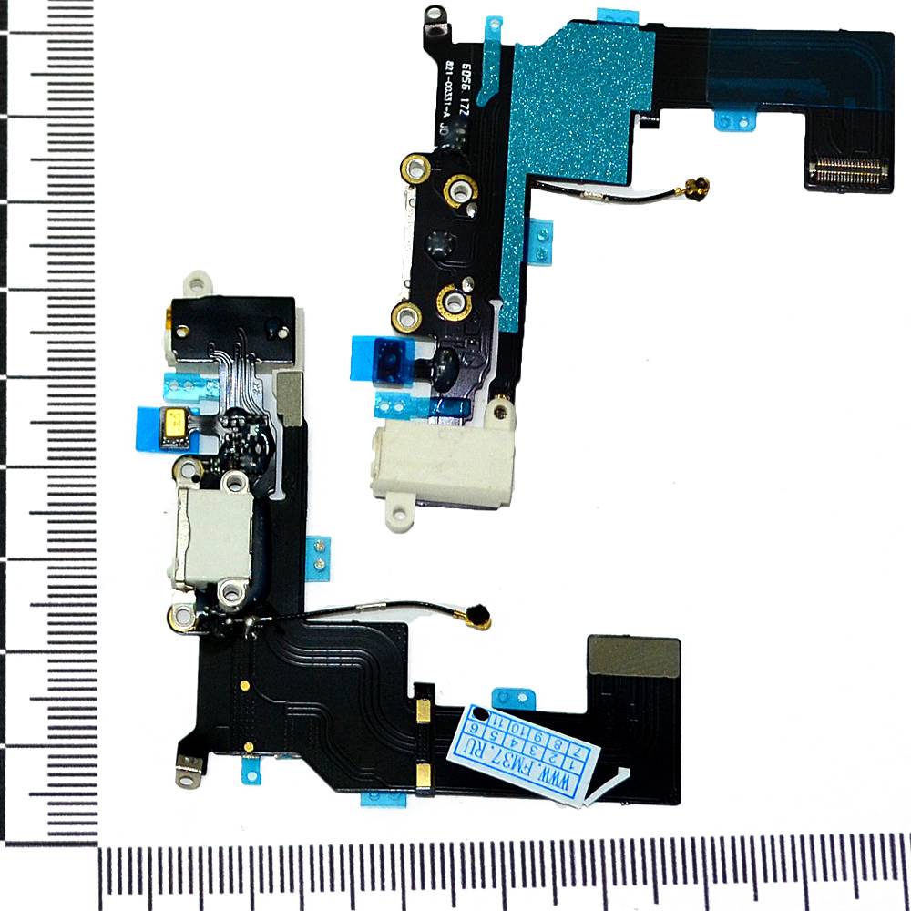 Шлейф iPhone SE + разъем зарядки + разъем гарнитуры белый