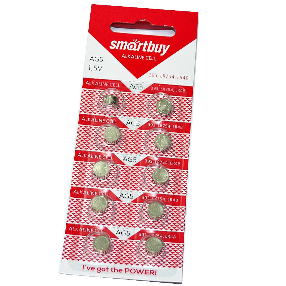 Батарейка часовая SmartBuy AG5/LR754/LR48 (блистер/10шт)