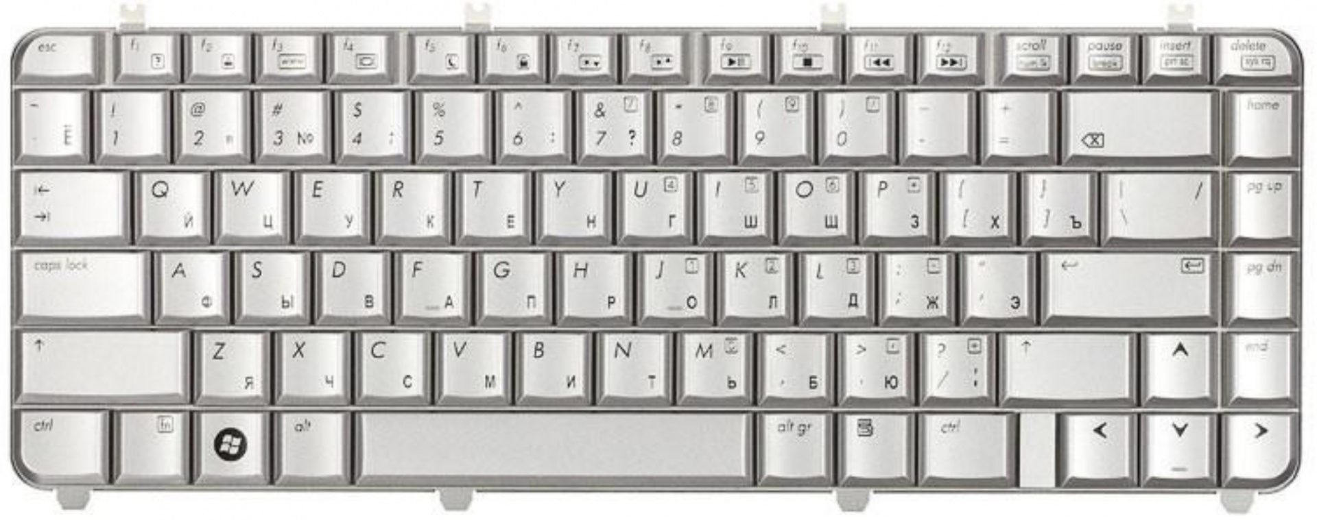 Клавиатура HP Pavilion DV5-1150 серебристая, OEM