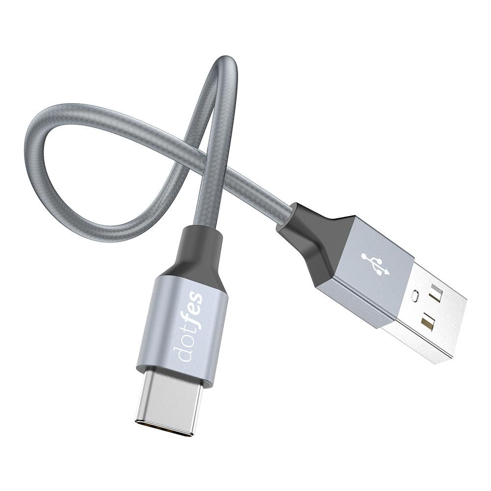 Кабель USB - TYPE-C DOTFES A03T Frosted темно-серый (0,2м)