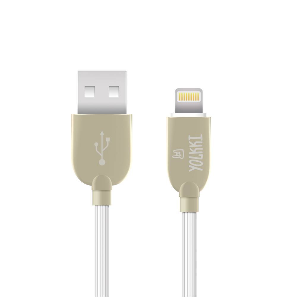 Кабель USB - Lightning 8-pin YOLKKI Pro 01 NEW box белый (1м) /max 2,1A/