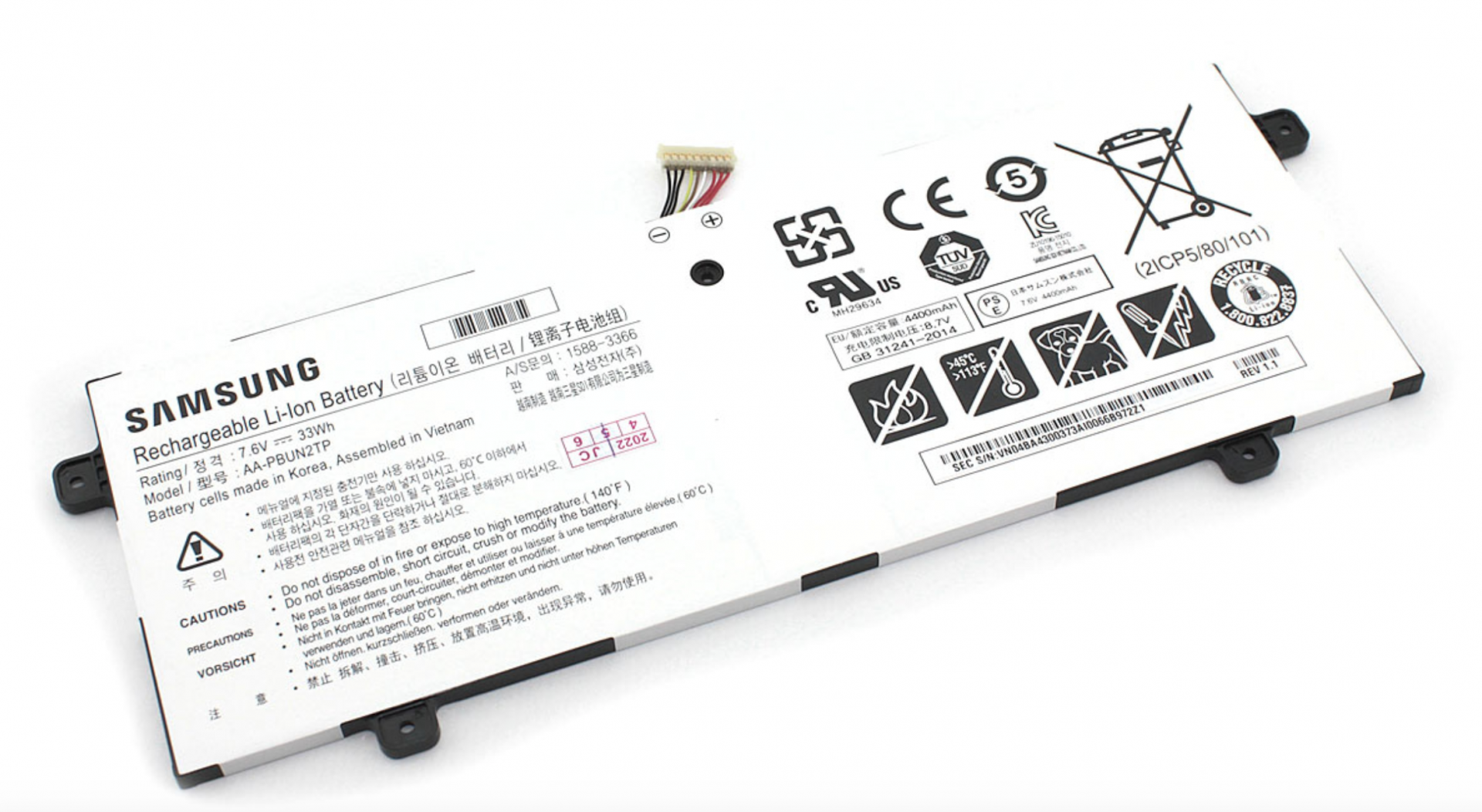 Аккумулятор Samsung XE500C13 7.6V, 33Wh, Original